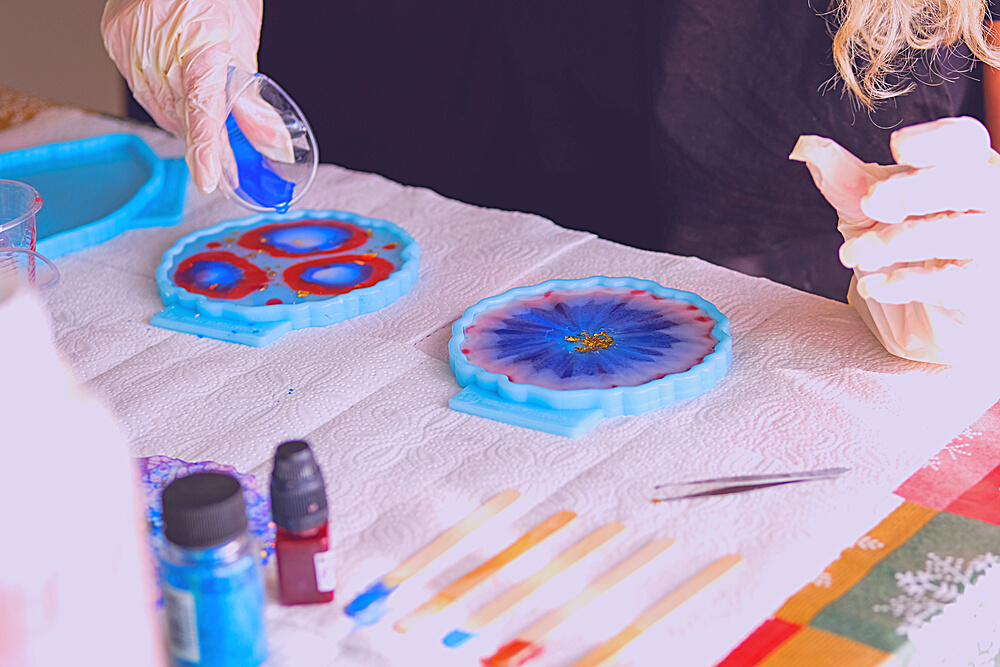 Woman Making Epoxy Resin Arts and Crafts.